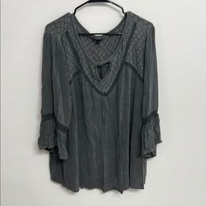 Torrid Charcoal Blouse with Lace Detail